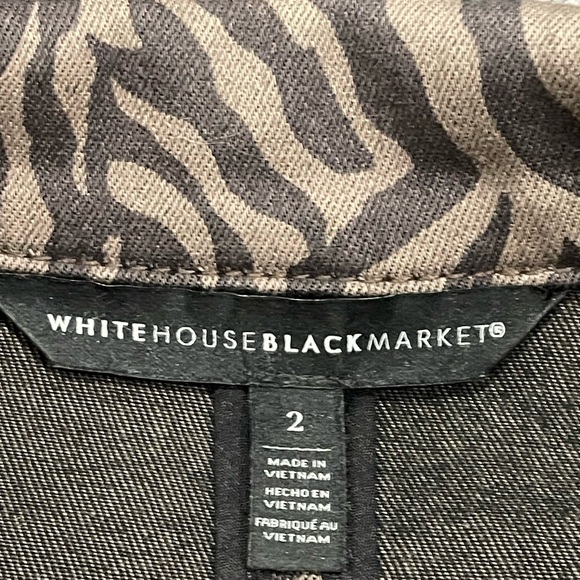 White House Black Market Womens Tiger Print Denim Jacket Snap Closure Size 2 - Picture 8 of 8